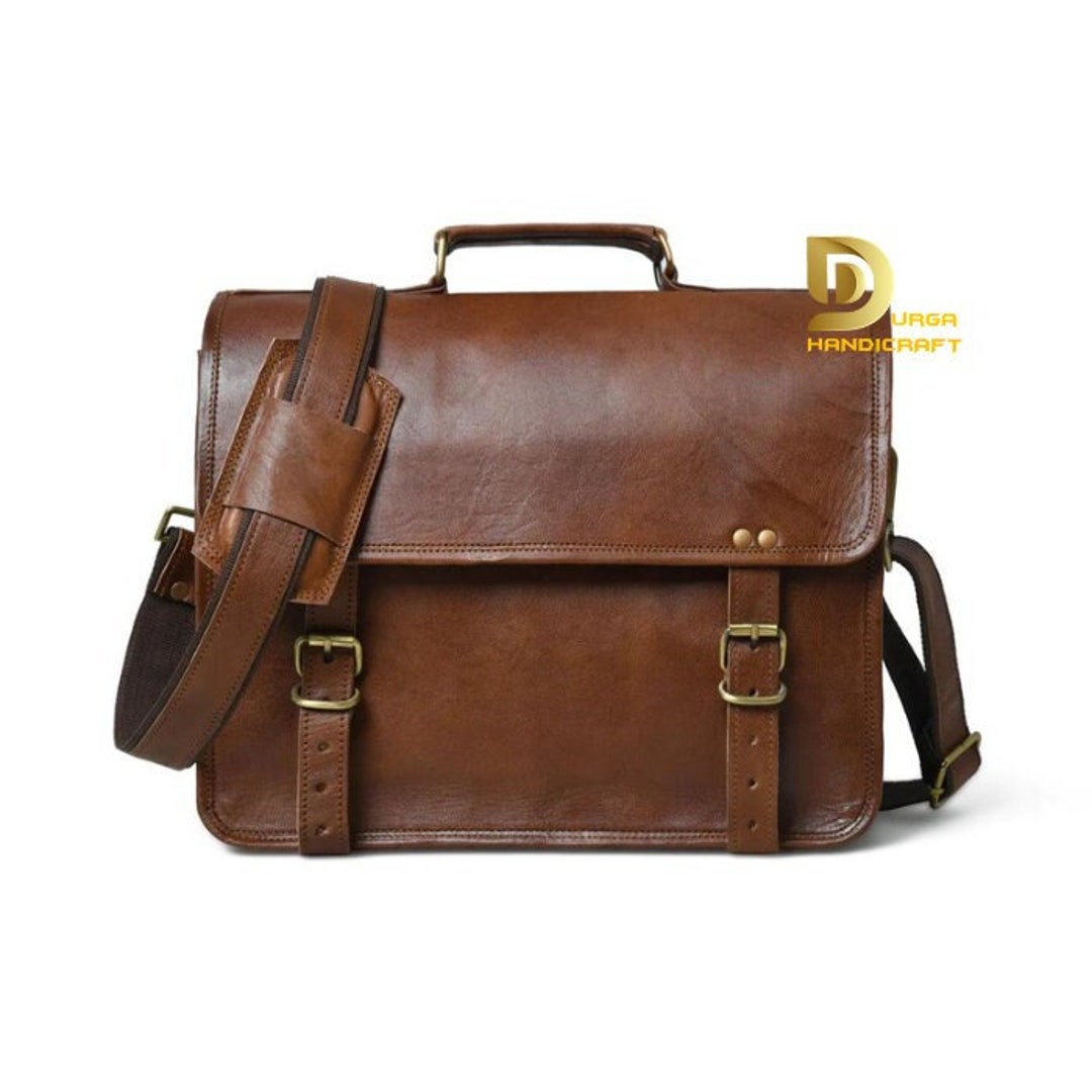Men's Satchel Leather Laptop Messenger Bag, Personalized Leather Briefcase, Leather iPad Bag ...