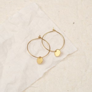 Minimalist Earrings, Gold Creoles, Filigree Earrings, Jewelry, Stud Earrings, Gift for Her, Delicate, Geometric Earrings, DOT HOOPS