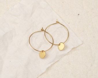 Boucles d'oreilles minimalistes, Créoles dorées, Boucles d'oreilles en filigrane, Bijoux, Boucles d'oreilles Stud, Cadeau pour elle, Délicates, Boucles d'oreilles géométriques, DOT HOOPS