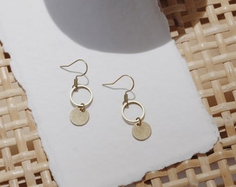 Minimalist Earrings, Gold, Filigree Earrings, Ear Jewelry, Studs, Pendants, Geometric Earrings, Brass, SUNNY HOOKS