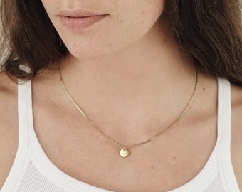 Necklace Coin, Coin, Gold Coin, Plate, Dainty Necklace, Filigree Chain, Delicate Jewelry, DOT NECKLACE