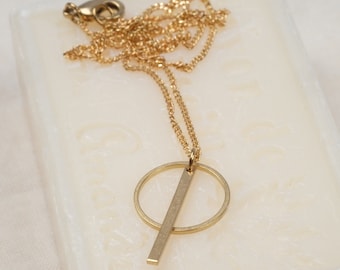 Collana geometrica, collana con cerchio, collana in oro, collana delicata, cerchio in oro, gioielli in ottone, boho, filigrana, COLLANA OKU