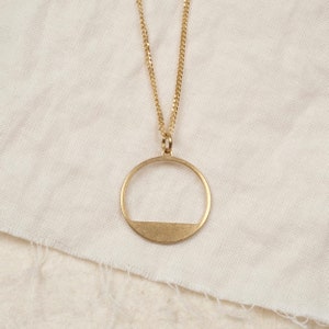 Geometric Necklace, Necklace with Circle, Necklace Gold, Dainty Necklace, Gold Circle, Brass Jewelry, Filigree, SUNSET NECKLACE