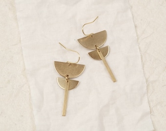 Statement earrings gold, Geometric earrings, Long earrings, Boho earrings, Gift for her, Sustainable earrings, NOLI HOOKS