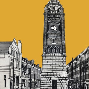 Clock Tower, Crouch End, London, Pen Drawing, Fine Art Print, Giclee, Wall Hanging, Home Decor