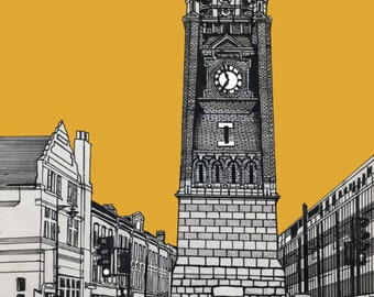 Clock Tower, Crouch End, Londres, Pen Drawing, Fine Art Print, Giclee, Wall Hanging, Home Decor