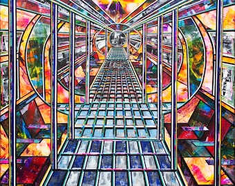 Tube Interior, Métro de Londres, Fine Art Print, Giclee, Wall Hanging, Home Decor