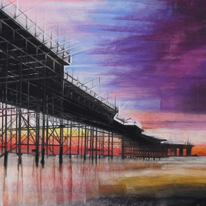 Under the Pier, Brighton, Pastel, Fine Art Print, Giclee, Wall Art, Home Decor