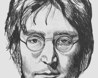 John Lennon Portrait, John Lennon Portrait, Portraiture, Art, Home Decor, Wall Hangings, Modern Art The Beatles, Original Work ,Wall Decor