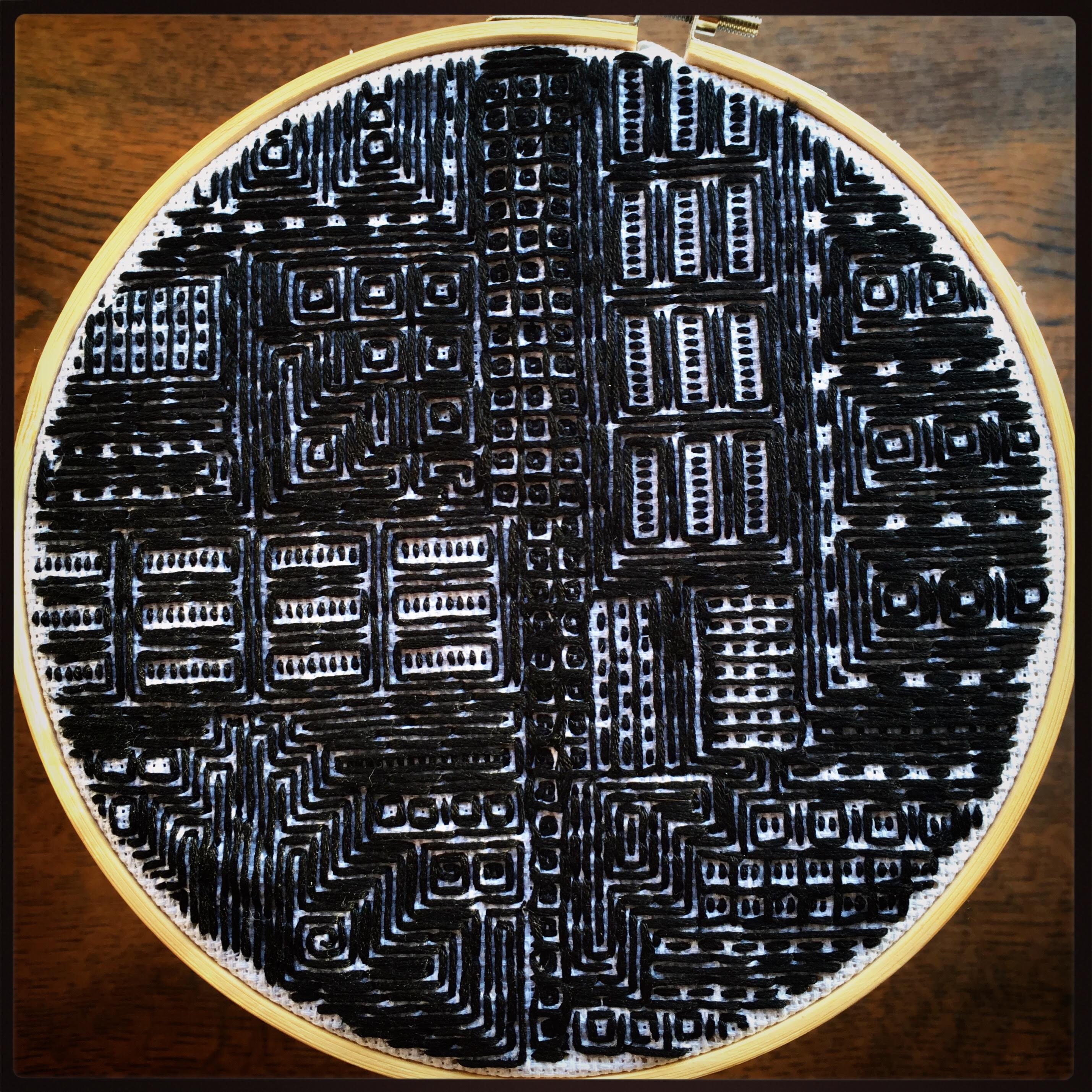 City Grid Embroidery Hand Stitched Fibre Arts Monochrome Etsy