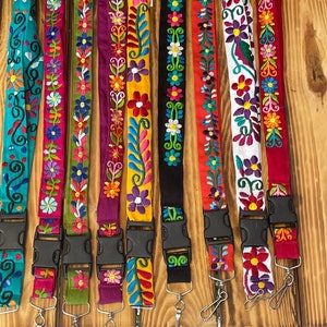 Floral Embroidered Lanyard