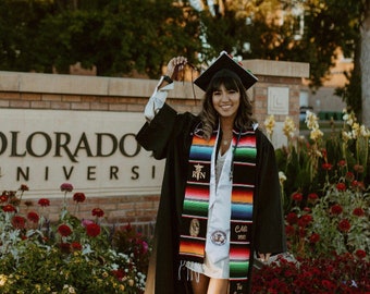 Estola de graduación de sarape mexicano personalizada, estola personalizada