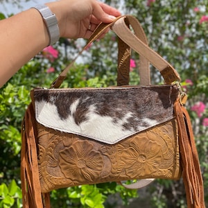 Western Cowhide Crossbody With Fringe