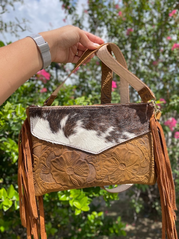 Cowhide purse with clearance fringe