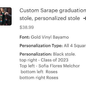 Custom Mexican Sarape Graduation Stole, Personalized Stole image 3