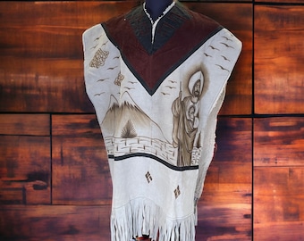 Lined Painted Leather Poncho - Etsy