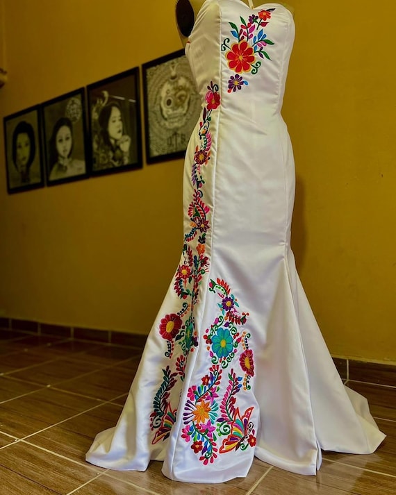 mexican embroidered wedding dress