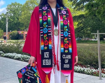 Hand Embroidered Flowers/Sarape Graduation Stole Personalized