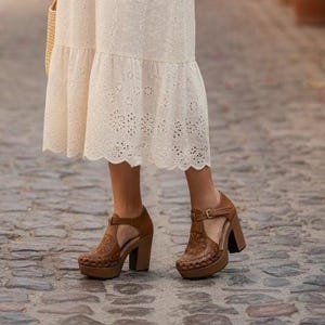 Tacones altos hechos a mano para mujer; Taco de piel