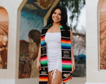 Estola de graduación de sarape mexicano personalizada, estola personalizada