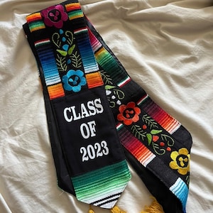 Hand Embroidered Flowers/Mexican Sarape Graduation Stole Personalized/LIMITED QUANTITY