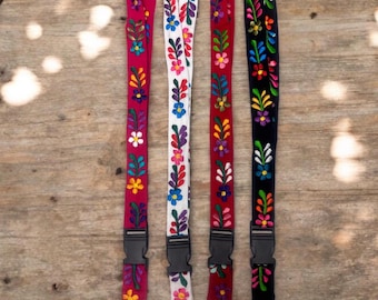 Floral Embroidered Lanyard