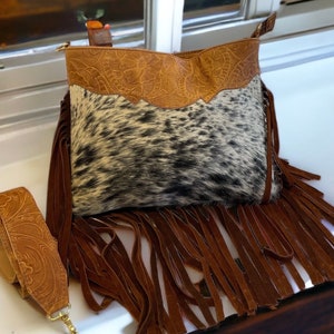 Western Cowhide Crossbody With Fringe