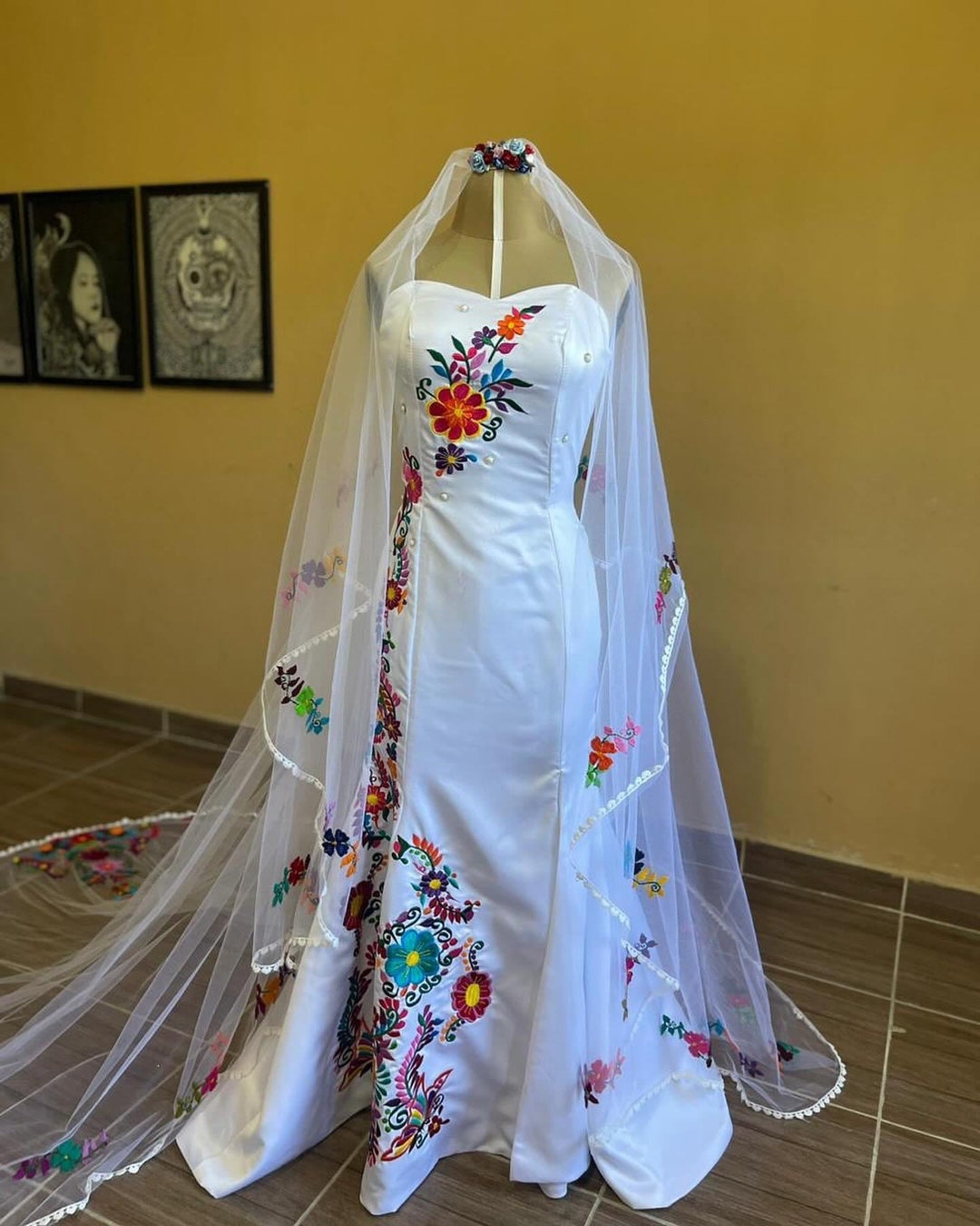 Mexican Embroidered Wedding Dress Etsy