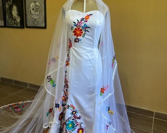 wedding dress mexican embroidered Embroidered Mexican Wedding Dress main image 0