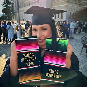 Étole de remise des diplômes mexicaine à ceinture et sarape brodée personnalisée