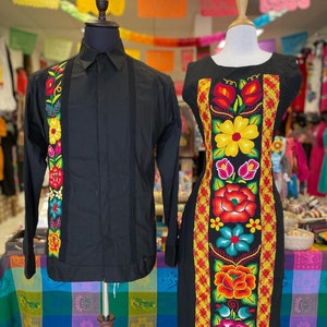 Mexican Oaxacan Dress & Men Guayabera Isthmus Embroidery