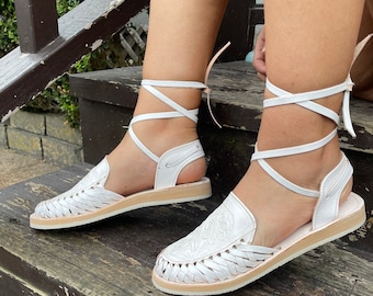 Paloma Lace Up Huarache Mexicain Fait Main