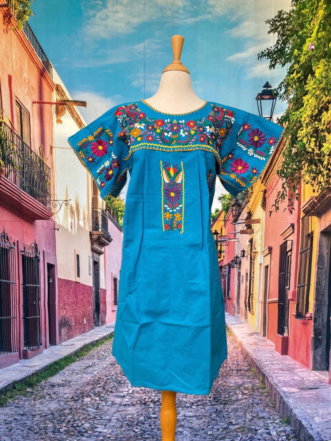 Mexican Embroidered Dress. Traditional Mexican Embroidered - Etsy