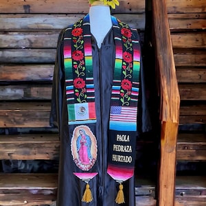 Hand Embroidered Flowers/Mexican Sarape Graduation Stole Personalized/LIMITED QUANTITY