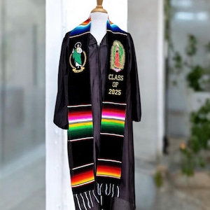 Estola de graduación personalizada de sarape de San Judas y Virgen, estola personalizada