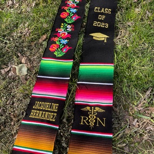 Floral Embroidered Personalized Mexican Sarape Graduation Stole