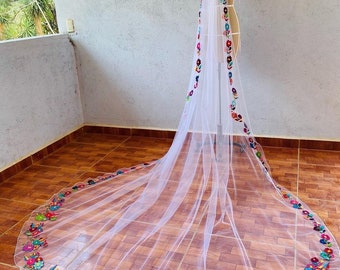 Floral Embroidered Wedding Veil