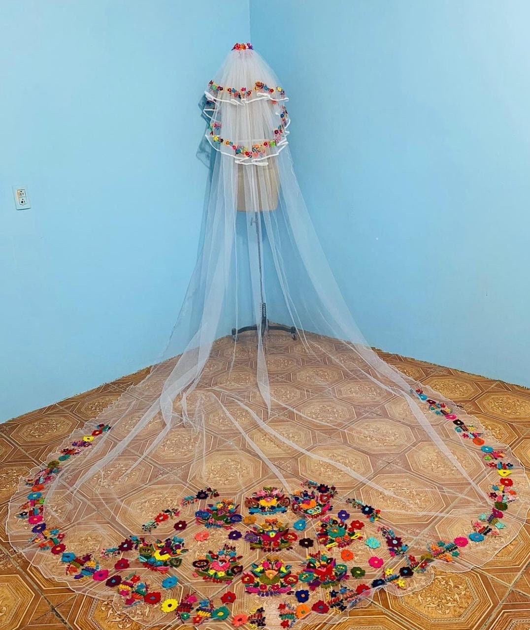 Floral Embroidered Wedding Veil