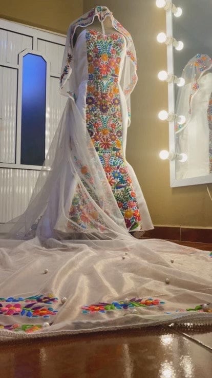 sachin and babi light blue dress Cotton Party Wear Wholesale Mexican Folkloric Dress. Formal Mexican Dress  at ₹ 18999 in New Delhi main image 1