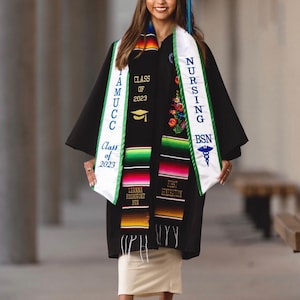 Étole de remise des diplômes mexicaine personnalisée brodée de fleurs/QUANTITÉ LIMITÉE