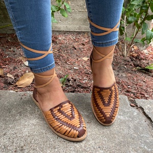 Victoria Lace-Up Huaraches - Brown