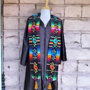 Hand Embroidered Flowers/Mexican Sarape Graduation Stole/LIMITED QUANTITY