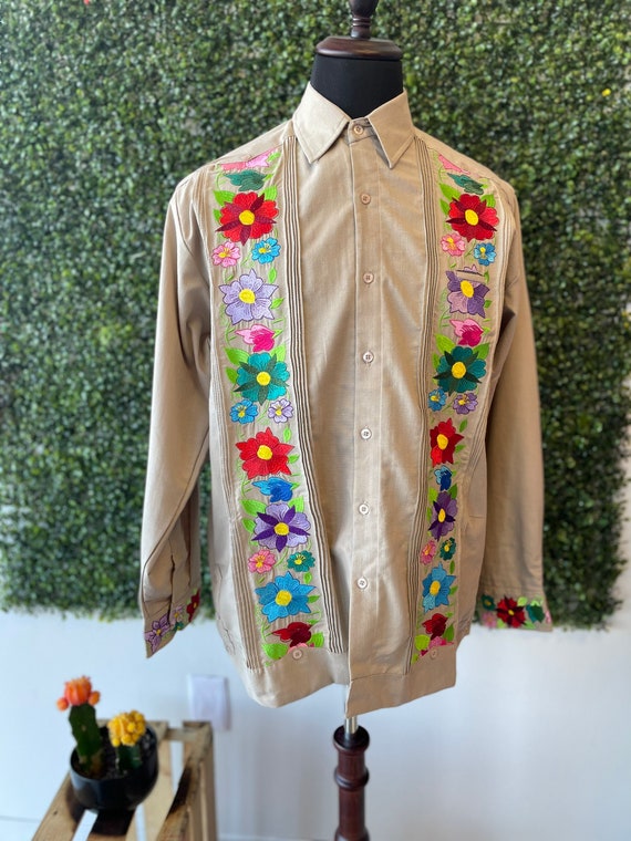 Men Guayabera Embroidered Guayabera Bordada Manga Para - Etsy