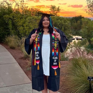 Hand Embroidered Flowers/Mexican Sarape Graduation Stole Personalized/LIMITED QUANTITY