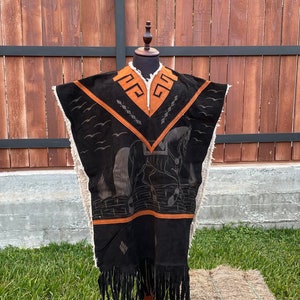 Mexicaanse leren Gaban-poncho