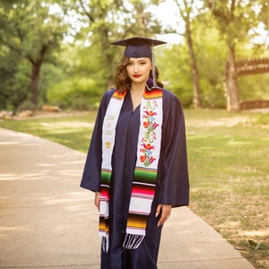 Étole de remise des diplômes mexicaine personnalisée brodée de fleurs/QUANTITÉ LIMITÉE
