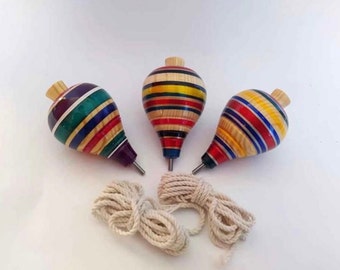 Artesanal Wooden Trompo - 4'' Spinning Top, Made in Mexico