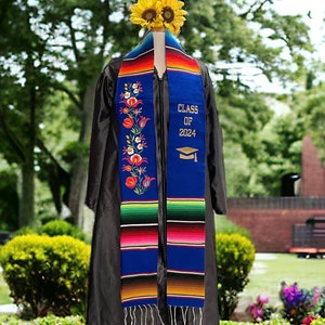 Étole de remise des diplômes mexicaine personnalisée à broderies florales promotion 2025