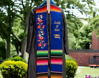 Floral Embroidered Personalized Mexican Graduation Stole Class of 2024