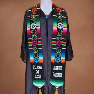 Hand Embroidered Flowers/Mexican Sarape Graduation Stole Personalized/LIMITED QUANTITY